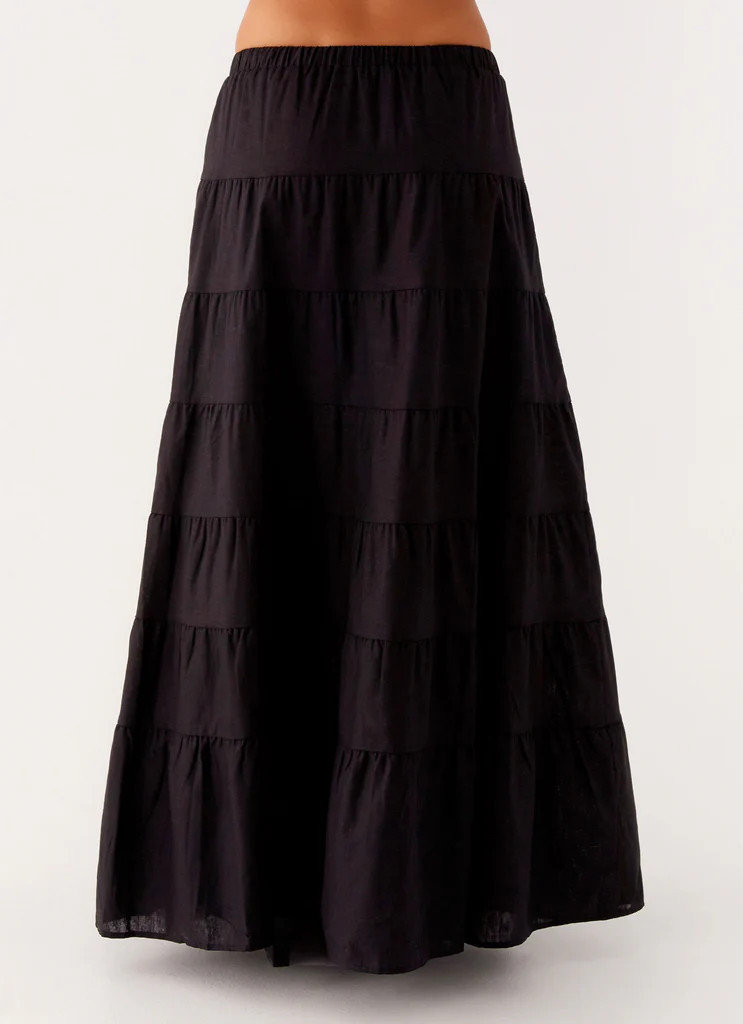 Mariella Linen Maxi Skirt - Black | Peppermayo (Global)