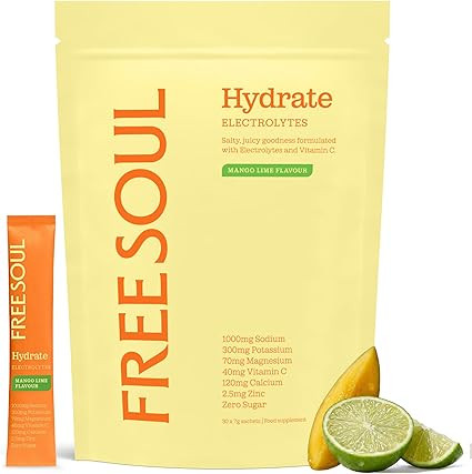 Free Soul Hydrate Electrolytes Powder | Zero Sugar | 1000 mg Sodium, Magnesium, Vitamin C, & More... | Amazon (UK)