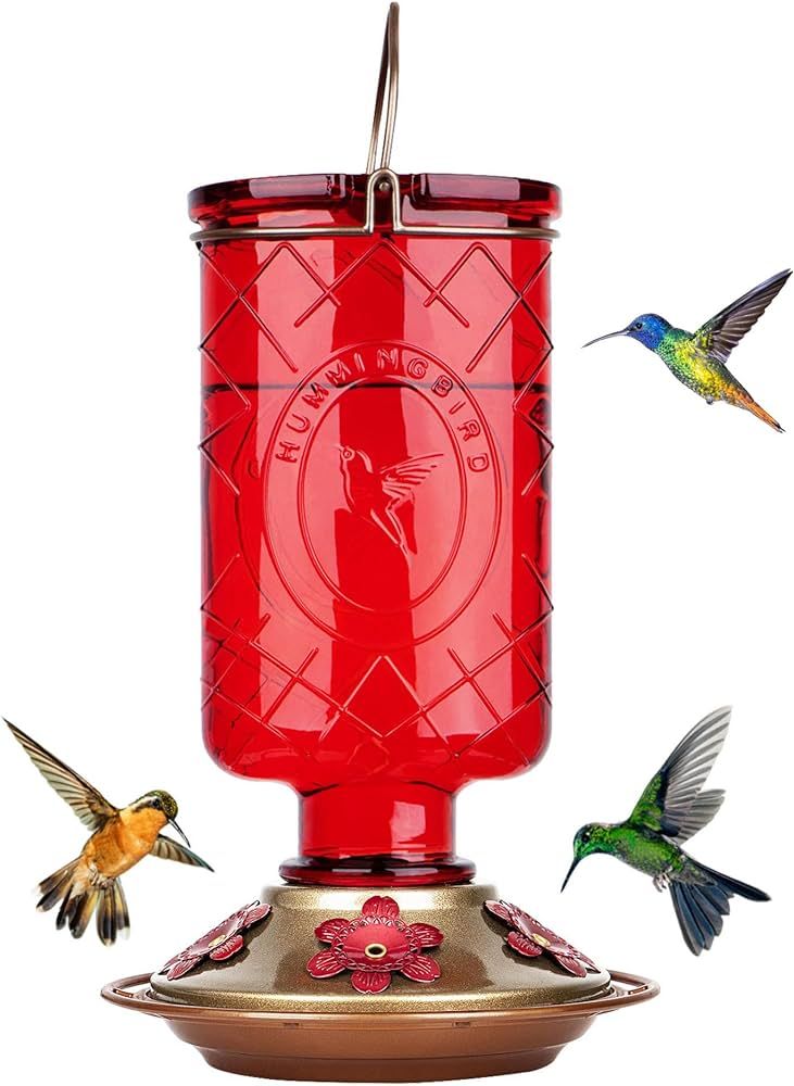 BOLITE Hummingbird Feeder, 18005 Glass Hummingbird Feeders for Outdoors Hanging, 5 Feeding Statio... | Amazon (US)