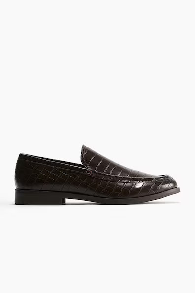 H & M - Crocodile-Patterned Loafers - Brown | H&M (US + CA)