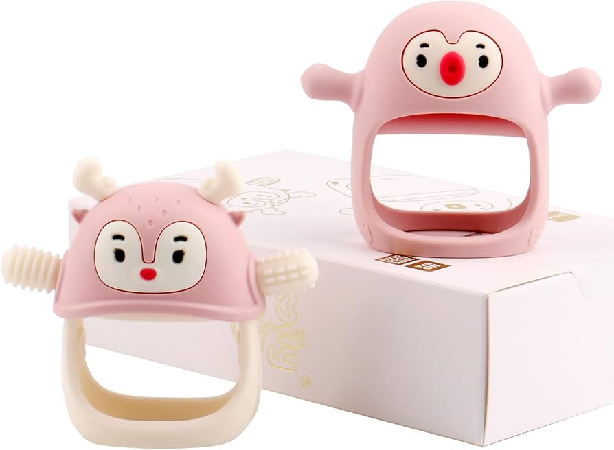 Smily Mia Teething Toys for Babies 0-12 Months, Penguin and Reindeer Baby Gift Set, Chew Toys 3M+... | Amazon (US)