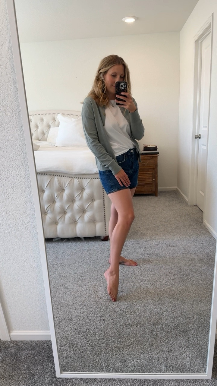 My favorite mom shorts! These are a great length, don’t squeeze anywhere, and aren’t tight around the thighs. They are called the Agolde Parker Long Short and come in a bunch of washes. 

#LTKStyleTip