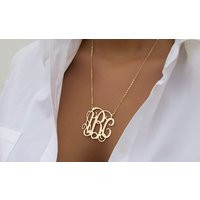 Monogrammed Gifts, Monogram Necklace, Gold Monogram Necklace Gift, Personalized Monogram, Pendant, Initial | Etsy (US)