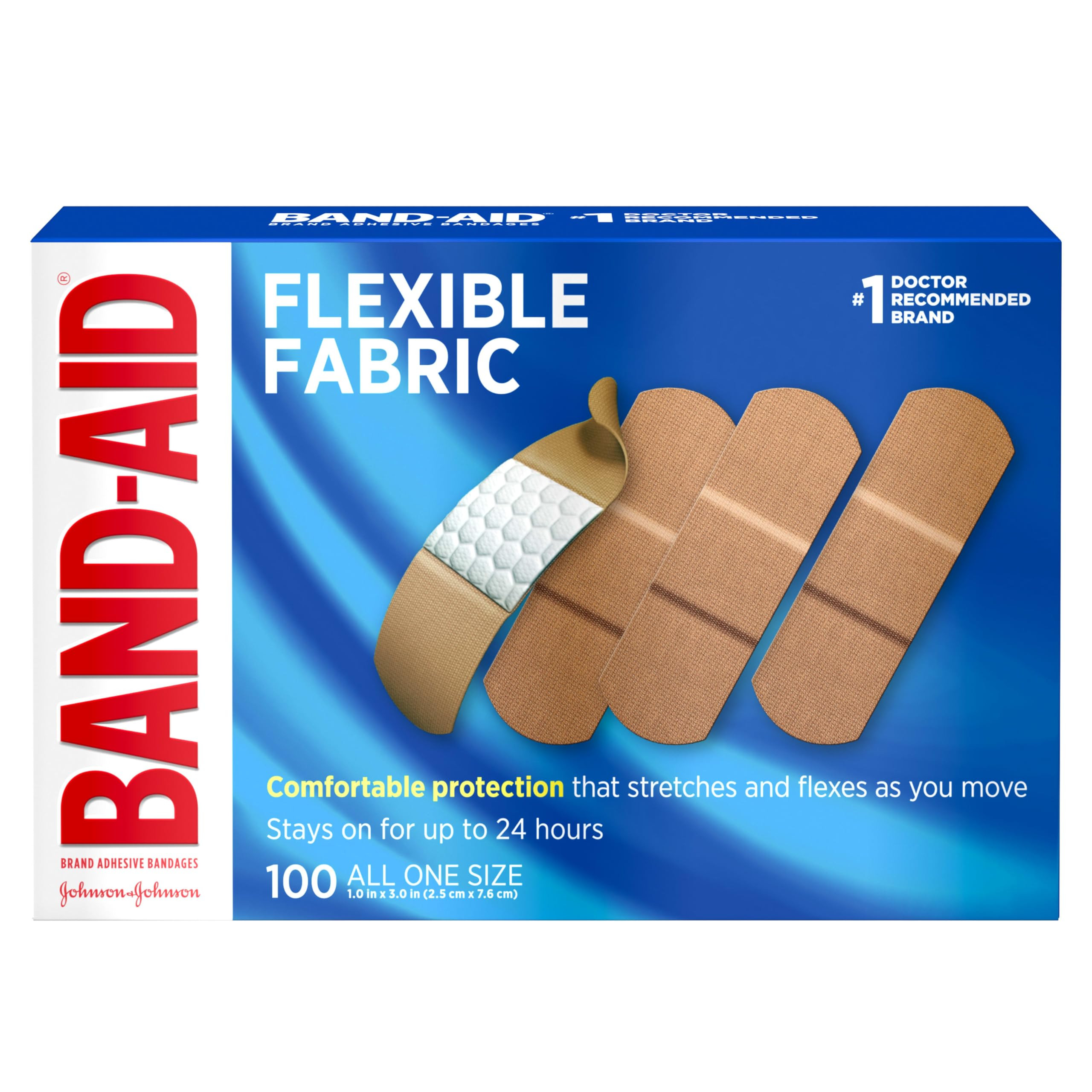 Band-Aid Brand Flexible Fabric Sterile Adhesive Bandages, Comfortable Cushioned Wound Care & Prot... | Amazon (US)
