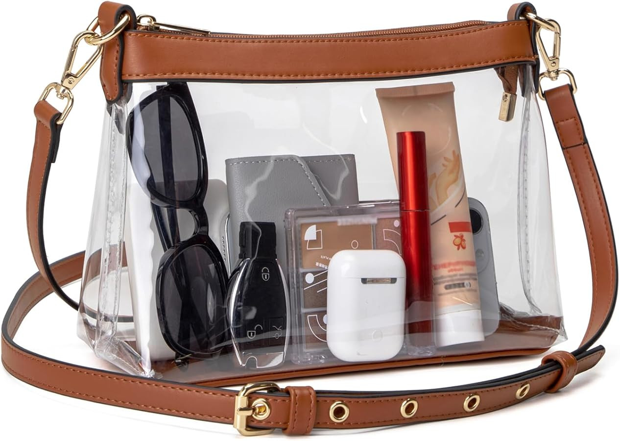 Clear Bag for Stadium Events, Clear Purses for Women, Stadium Approved Clear Crossbody Bag | Amazon (US)