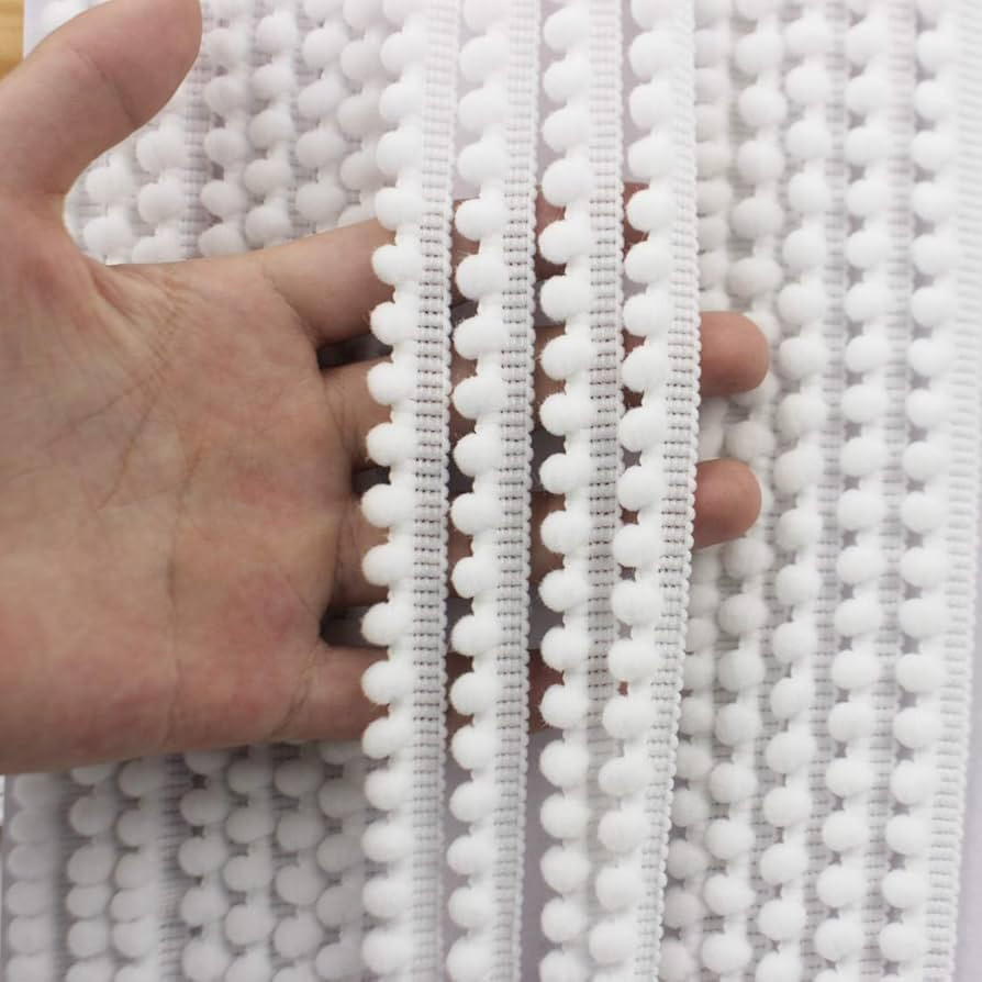 IDONGCAI Mini Pom Poms Trim Ribbon White Pom Pom Ball Fringe Trim Tassel Sewing Trim for Home Cur... | Amazon (US)