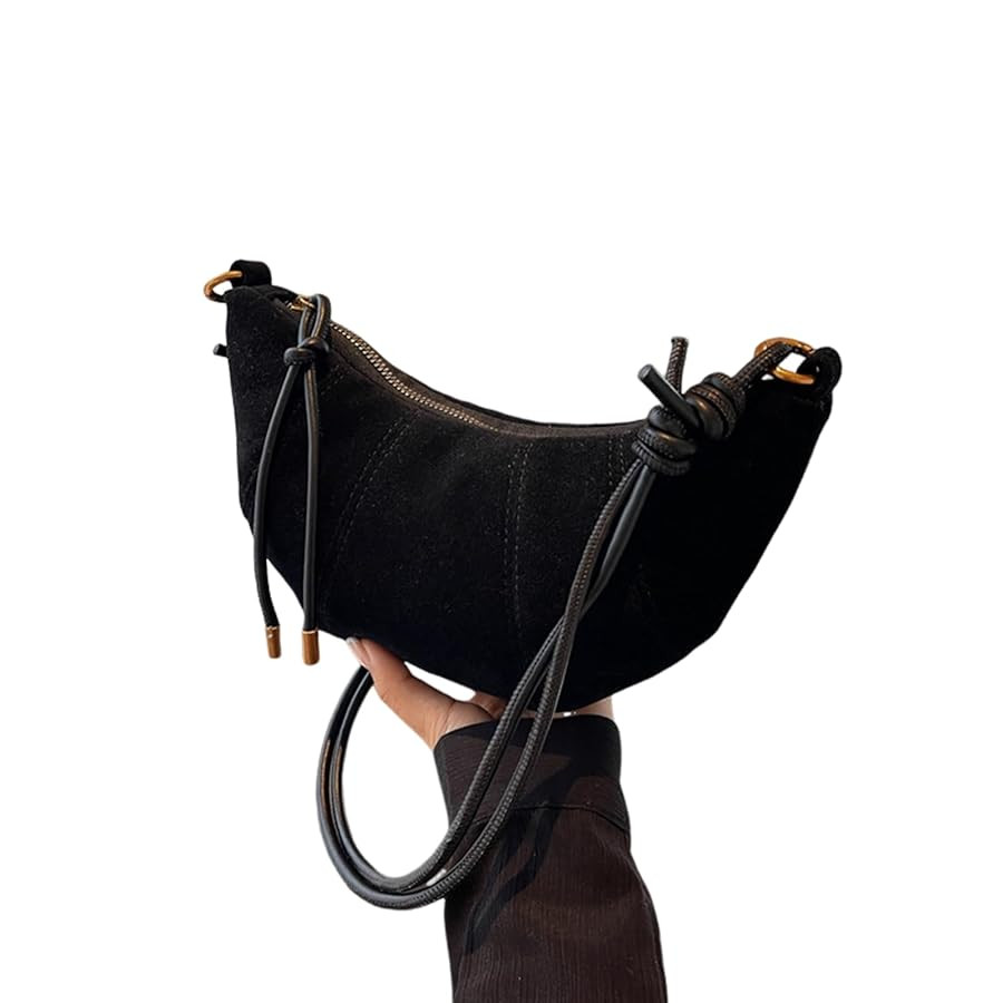 ENOPINK Crossbody Bags for Women Suede Crescent Zippered Shoulder Bags Purse Handbags Hobo Bags | Amazon (US)