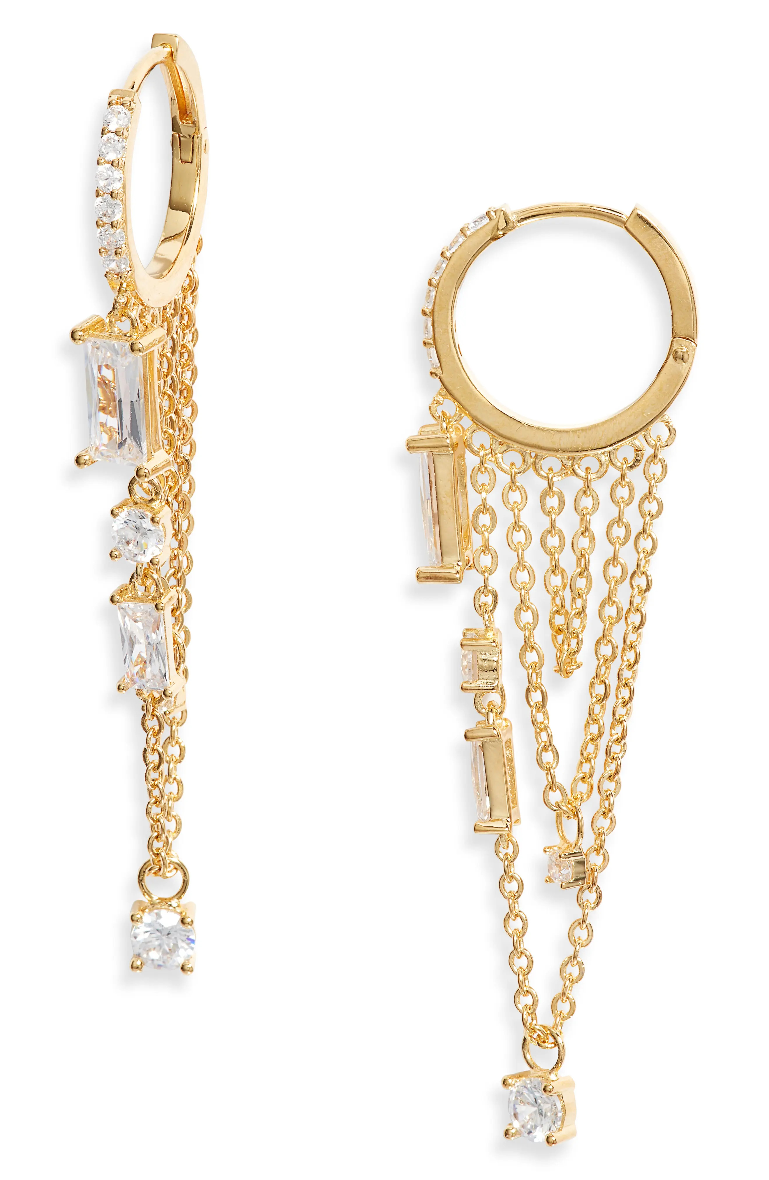 Nordstrom Pave Huggie Hoops in Clear- Gold at Nordstrom | Nordstrom