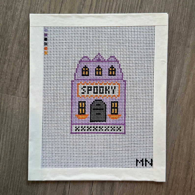 Spooky Village House Hand Painted Needlepoint Canvas - Etsy | Etsy (US)