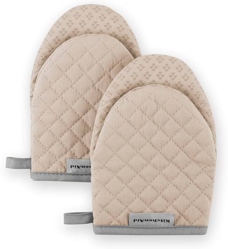 KitchenAid Asteroid Mini Oven Mitt Set, 5.5"x8", Milkshake Tan, 2 Piece | Amazon (US)