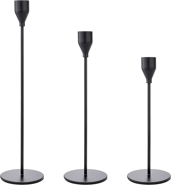 Amazon.com: Candlestick Holders Taper Candle Holders, 3 Set Matte Black Decorative Candle Stand T... | Amazon (US)