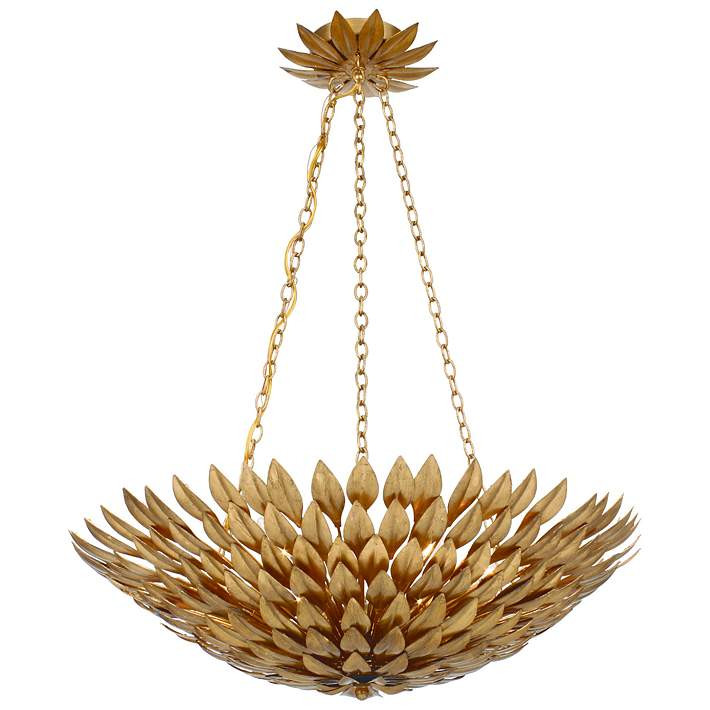 Crystorama Broche 24" Wide Antique Gold Pendant Light - #4X492 | Lamps Plus | Lamps Plus