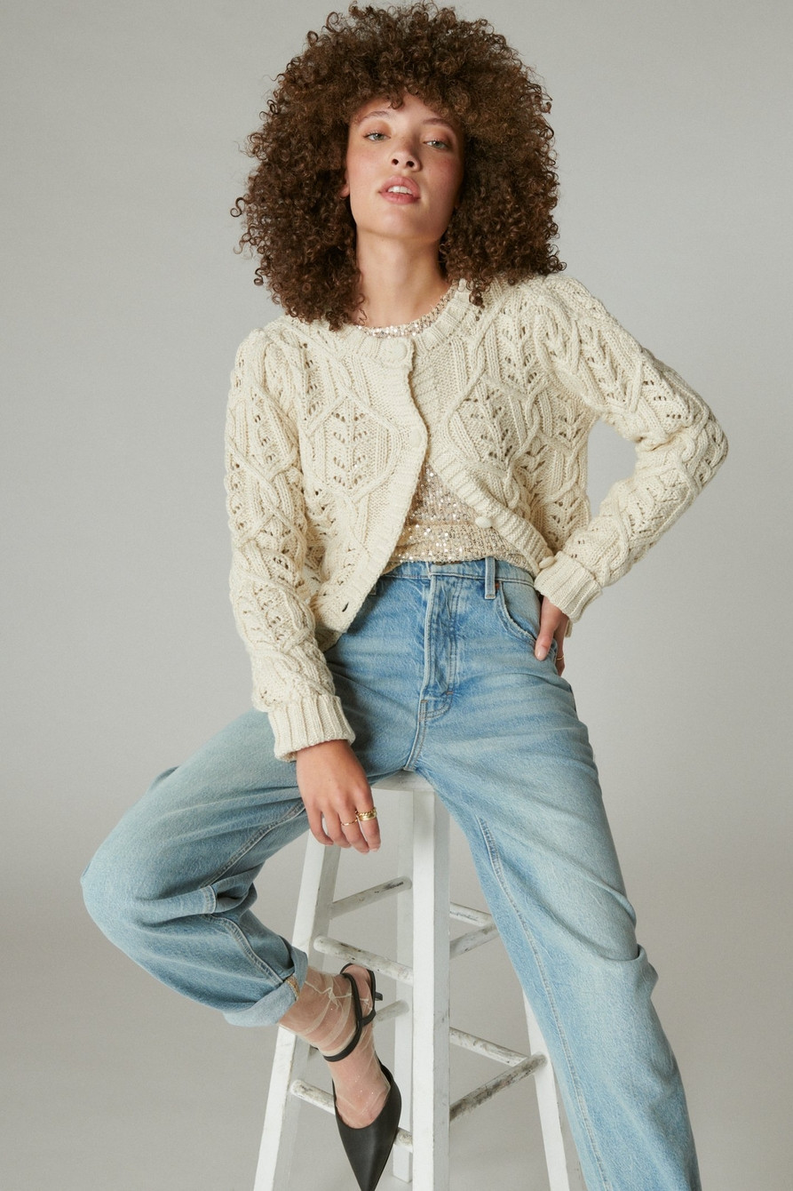 PUFF SLEEVE SHINE CARDIGAN | Lucky Brand