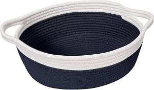 Goodpick Small Woven Basket Cute Navy Blue Rope Basket Cotton Basket Woven Storage Basket Cat Toy... | Amazon (US)
