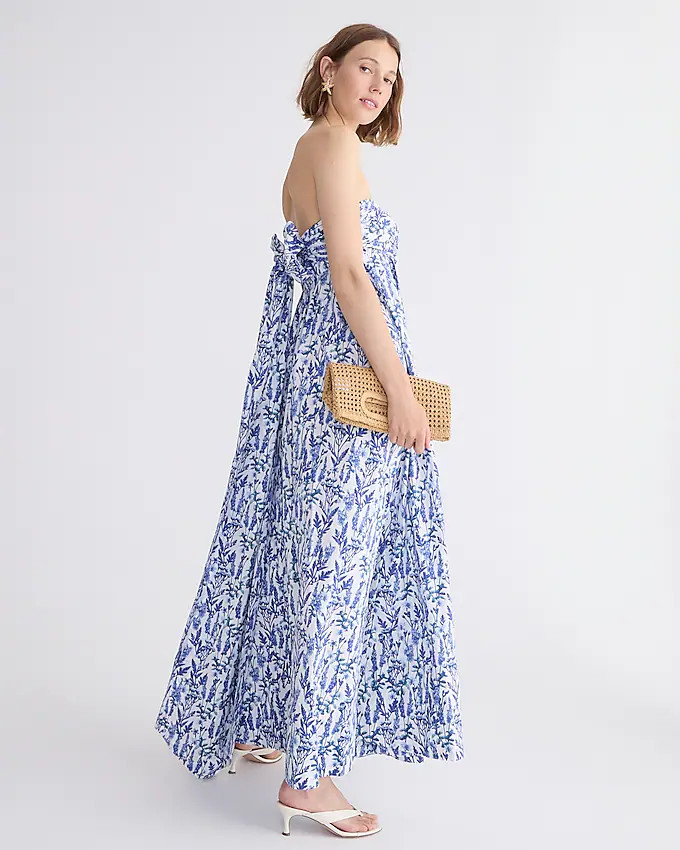 Collection strapless bow-back maxi dress in meadow print | J. Crew US