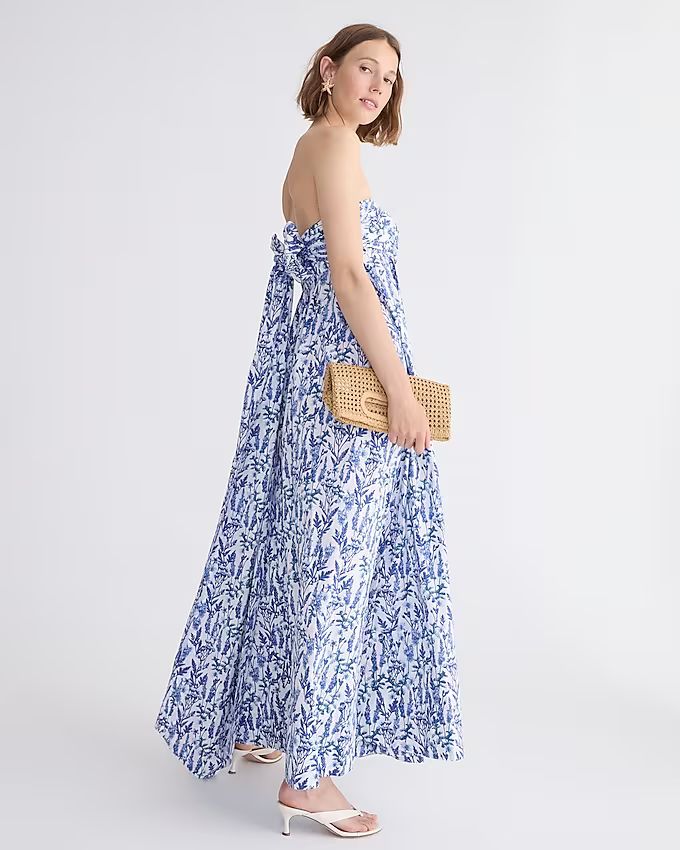 Collection strapless bow-back maxi dress in meadow print | J.Crew US