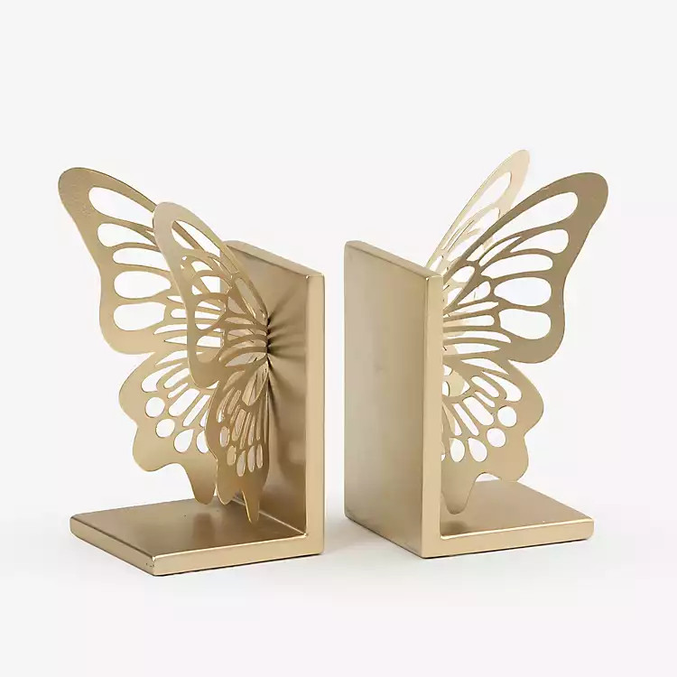 Gold Metal Butterfly Bookends | Kirklands