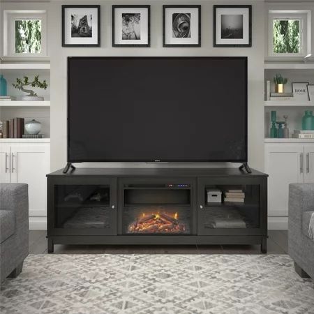 Ameriwood Home Swanson Fireplace TV Stand for TVs up to 70"", Black Oak | Walmart (US)