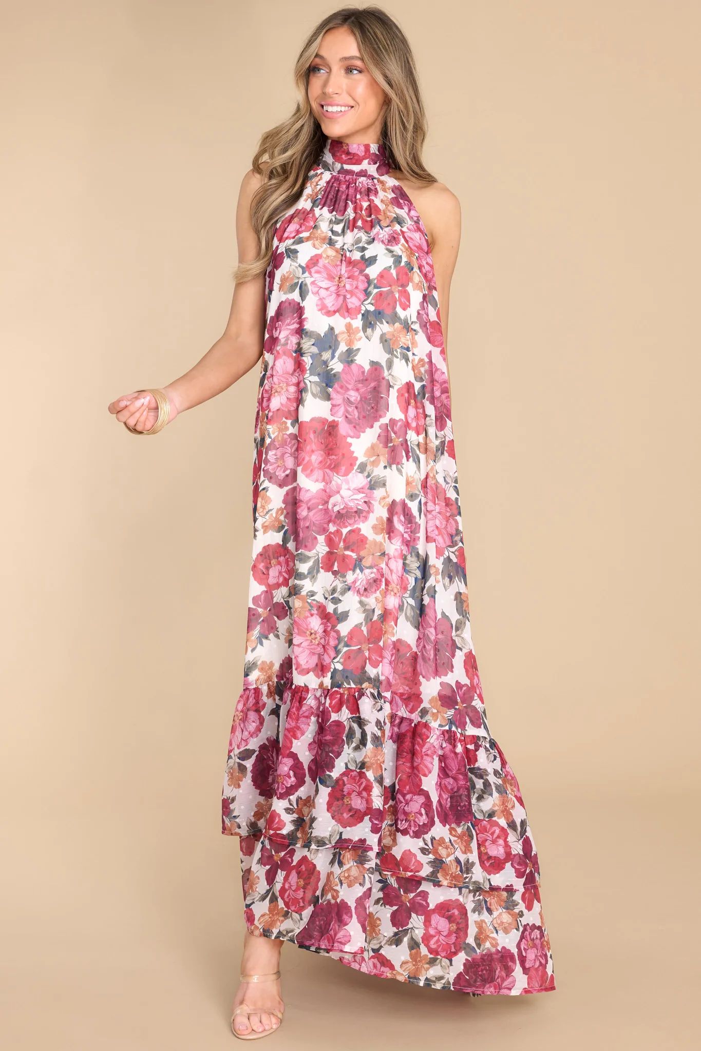 Singing Love Songs Ivory Multi Floral Print Maxi Dress | Red Dress 