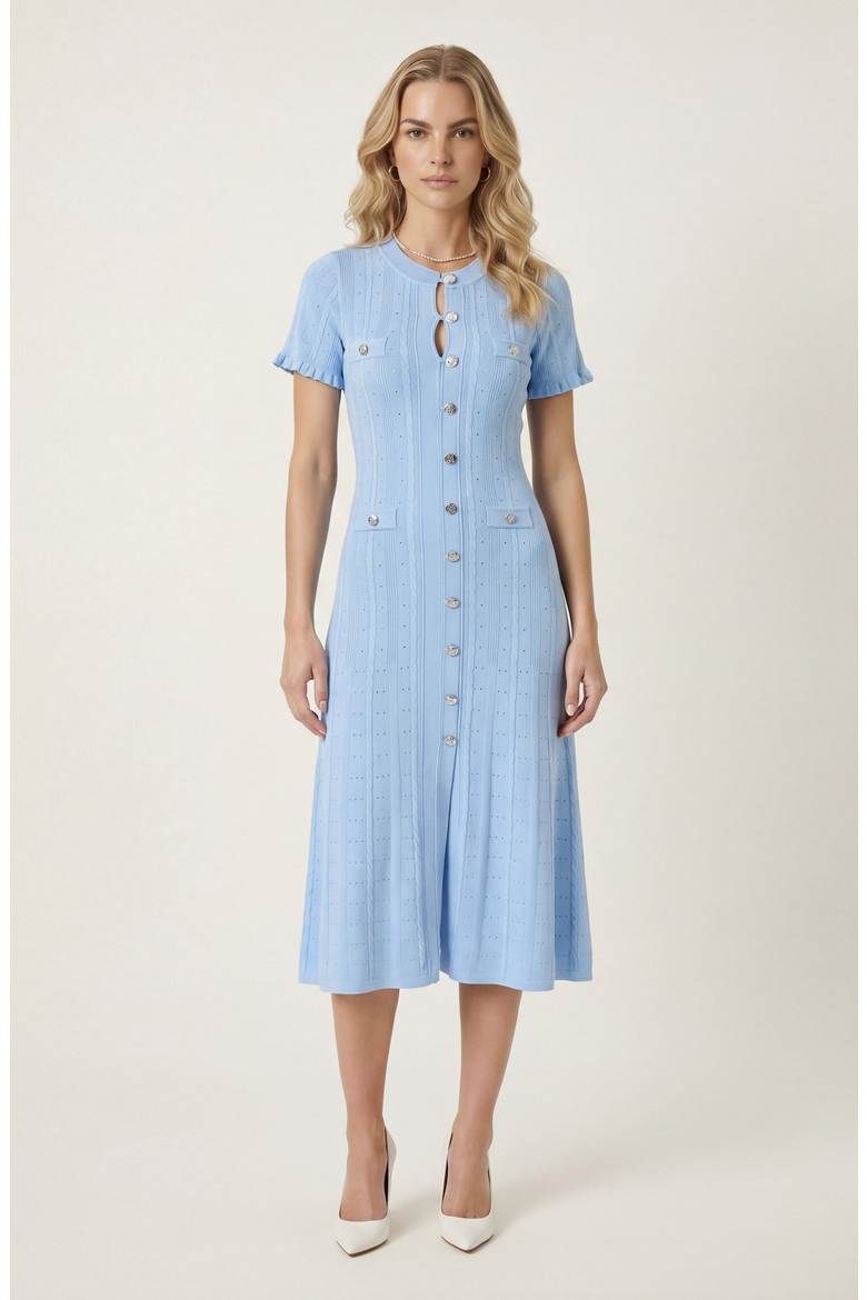 Button Front Knit Short Sleeve Midi Dress (Women) | Nordstrom | Nordstrom
