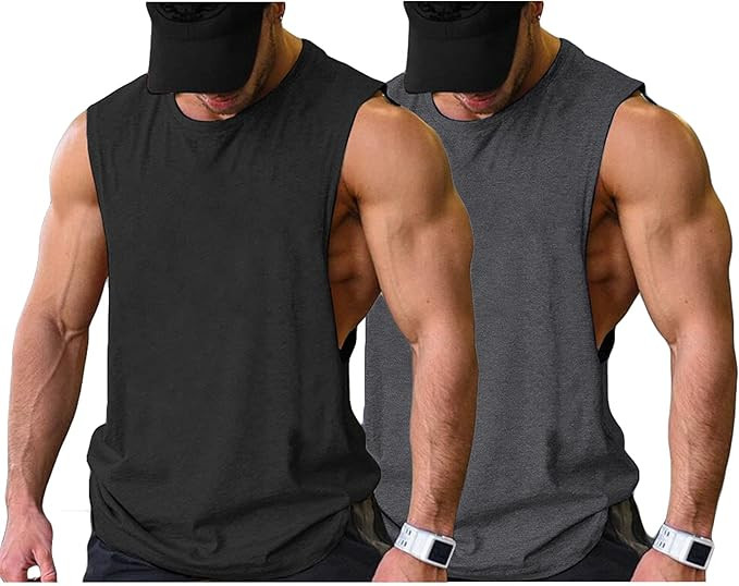 COOFANDY Men Workout Tank Top 2 Pack Gym Bodybuilding Sleeveless Muscle T Shirts | Amazon (US)