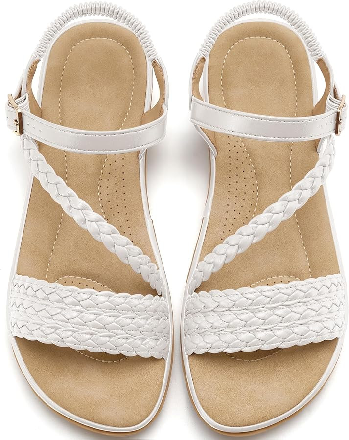 Aomigoct Dressy Womens Sandals Summer: Comfortable Strappy Flats Sandals Women - Casual Walking W... | Amazon (US)