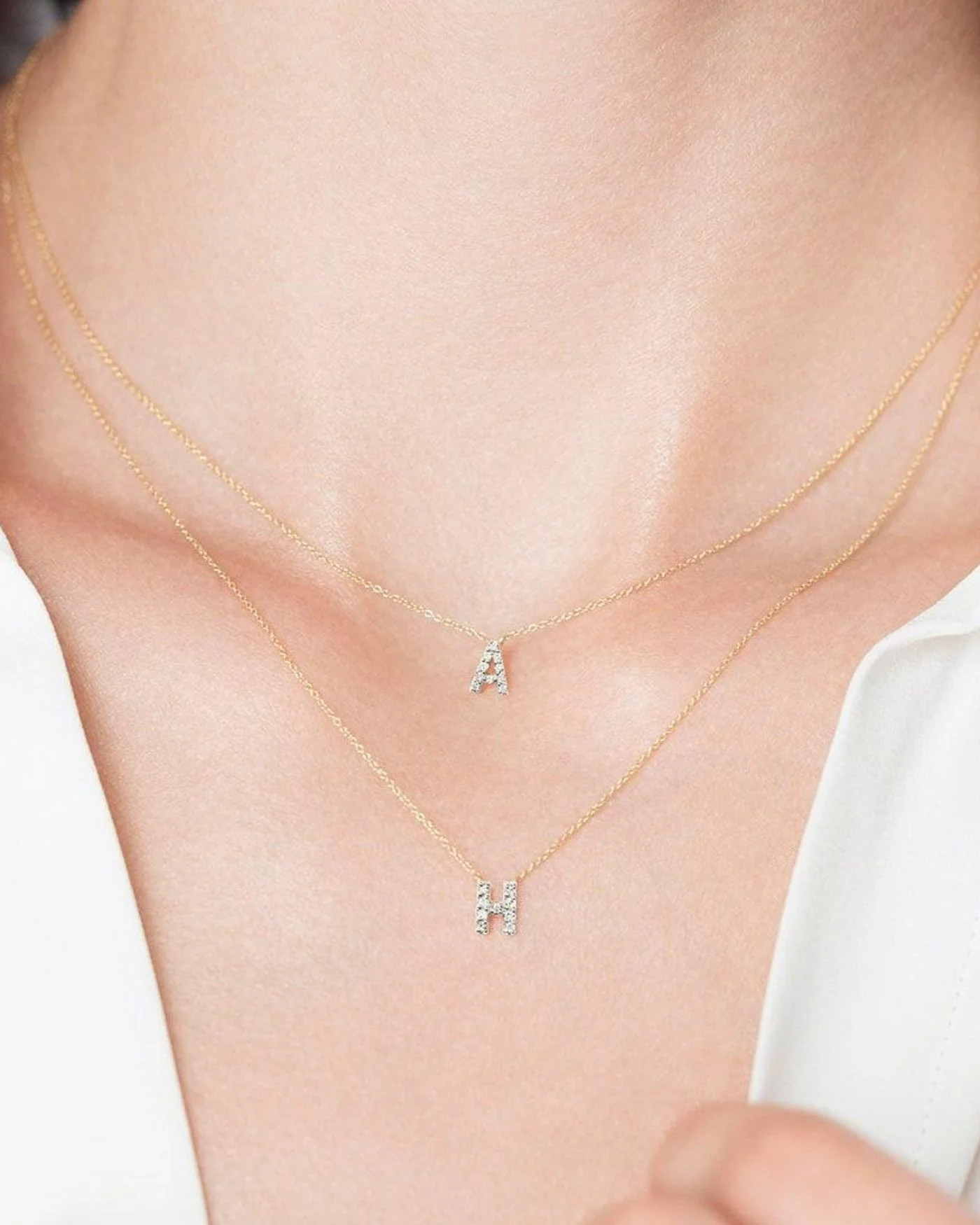 Covet 14kt Diamond Pavé Initial Letter Necklace | Yellow Gold | Stella & Dot
