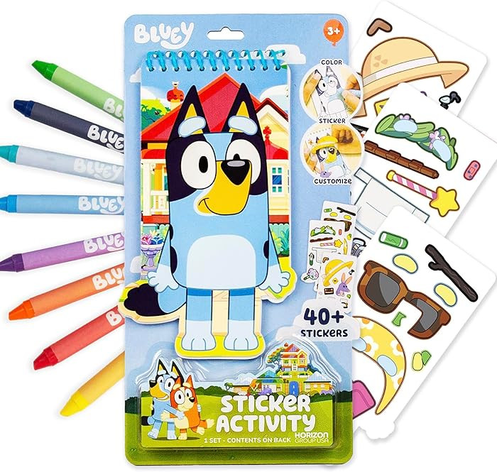 Bluey Sticker Activity Book, Includes 40 Stickers, Crayons, 2-in-1 Coloring & Sticker Book, Bluey... | Amazon (US)