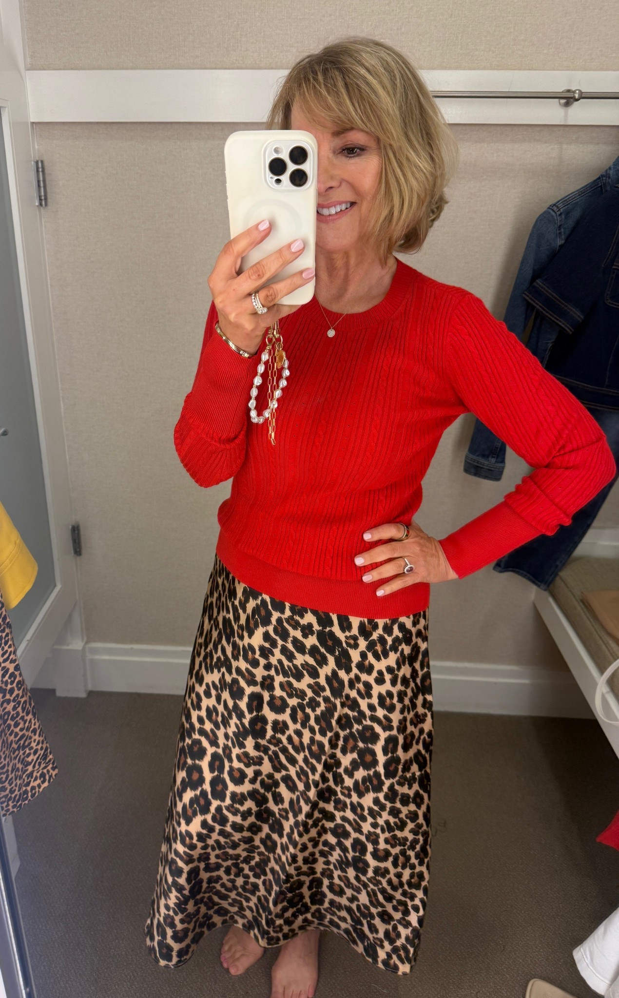 25% off SALE ❤️🐆
Beautiful silky leopard skirt paired with a red sweater is the PERFECT FALL COMBO! 

#LTKOver40 #LTKSeasonal #LTKSaleAlert