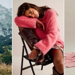 Free People Harrison Bunny Crew Strawberry Pink Small NWT | Poshmark