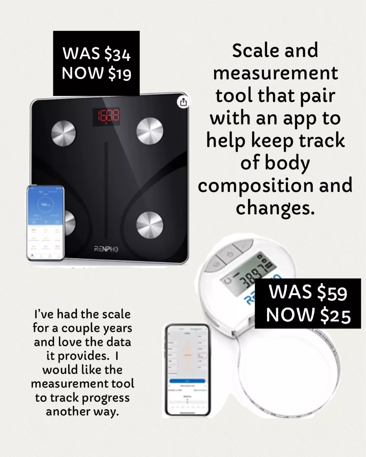 RENPHO Smart Tape Measure Body App Bluetooth Measuring Weight Loss Muscle Gain