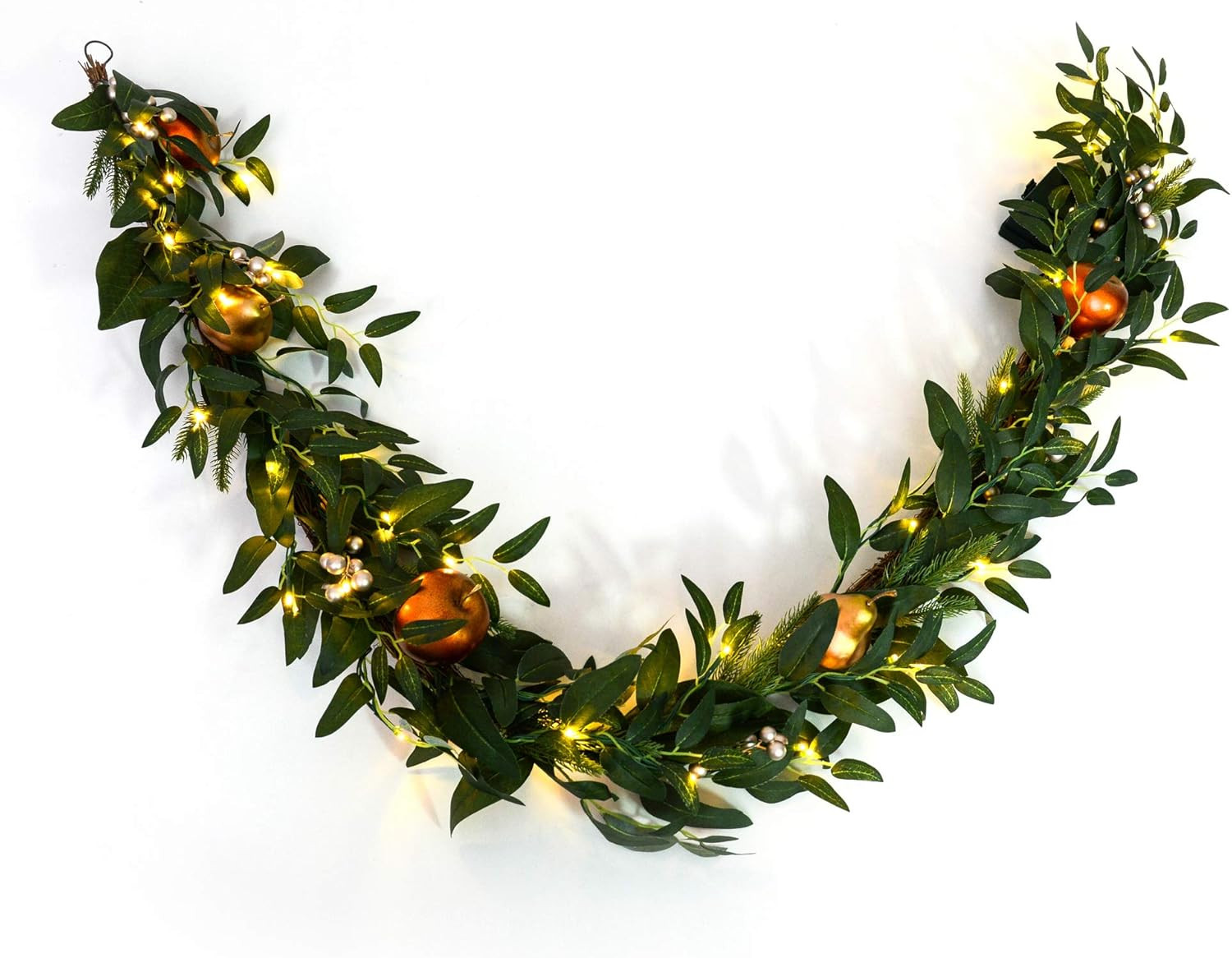 Amazon.com: MARTHA STEWART Garland Pre-Lit Artificial Greenery, 6 Feet, Gilded Fruit : Home & Kit... | Amazon (US)