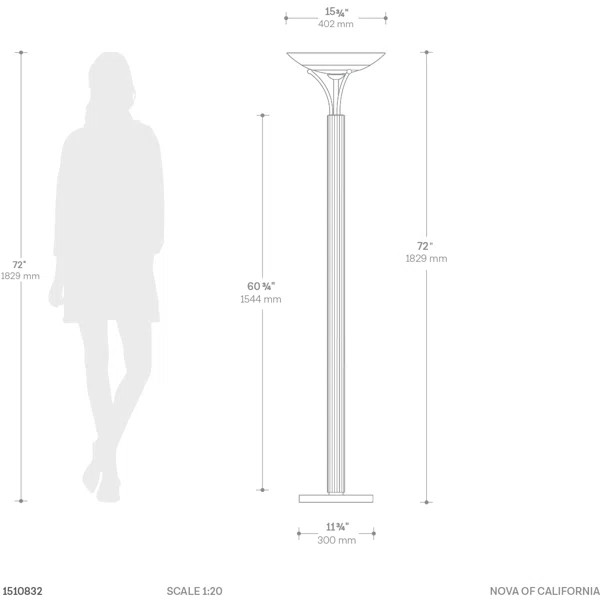 Tambo Torchiere Floor Lamp - Wood Finish, Weathered Brass, Dimmer | Wayfair North America