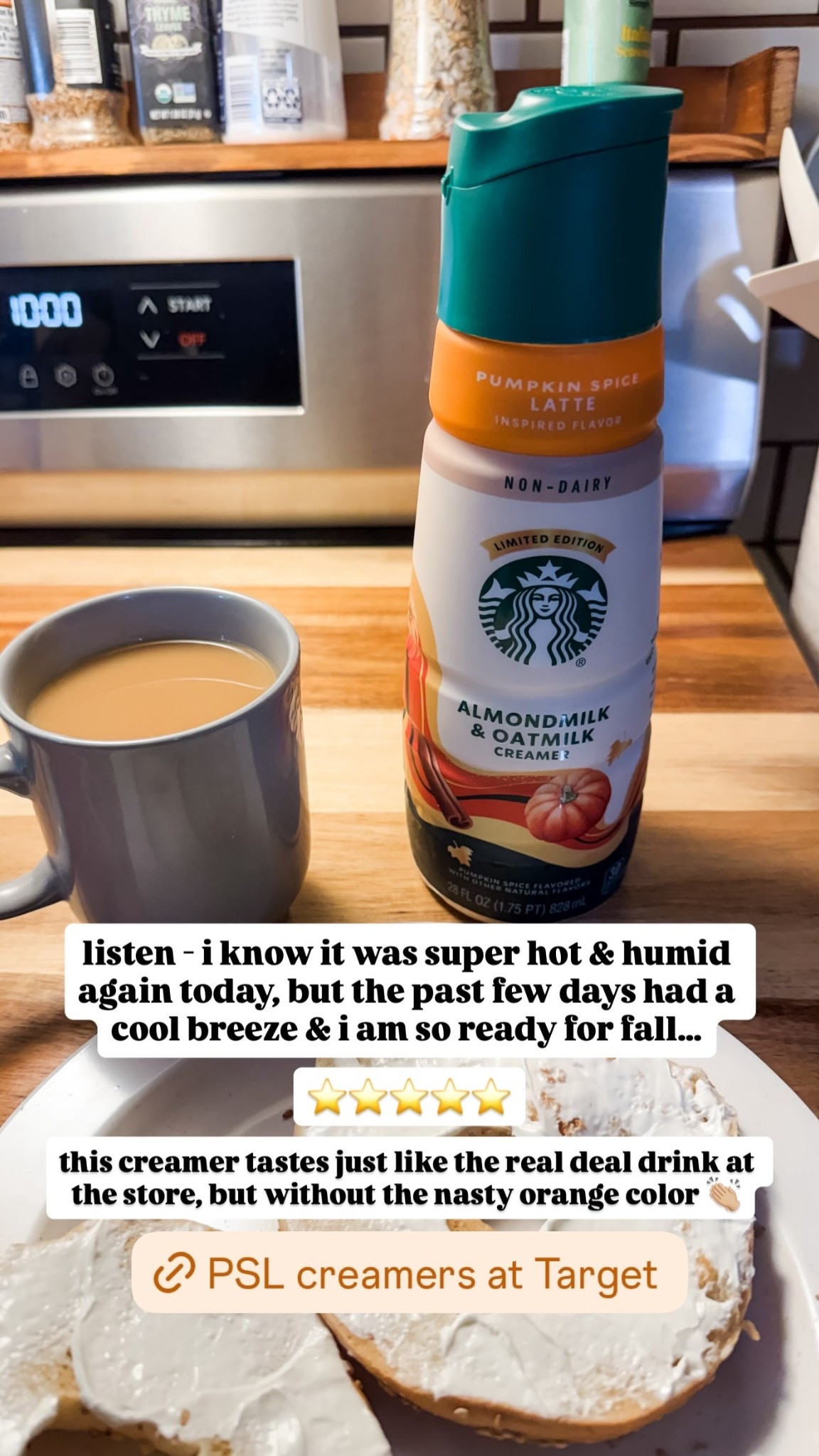 listen - i know it was super hot & humid again today, but the past few days had a cool breeze & i am so ready for fall… ⭐️⭐️⭐️⭐️⭐️ this creamer tastes just like the real deal drink at the store, but without the nasty orange color 👏🏼