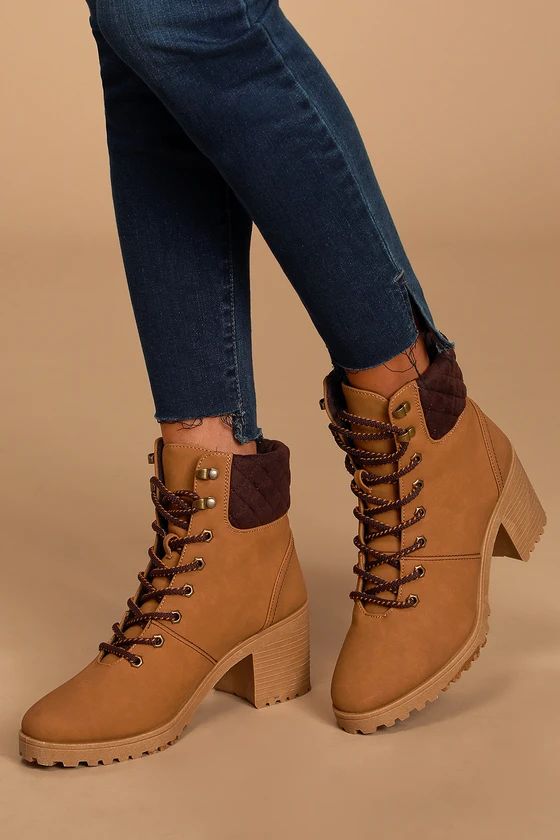 Annella Tan Nubuck Lace-Up Ankle Boots | Lulus (US)