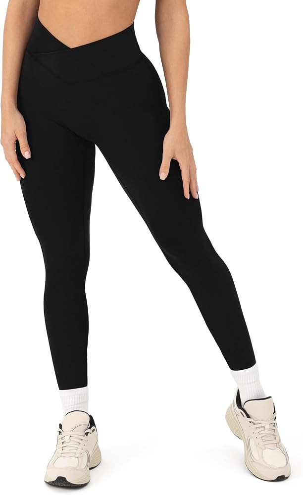 PAVOI ACTIVE Pilates Crossover Leggings for Women | Buttery Soft High Waisted V Cut Cross Waist W... | Amazon (US)