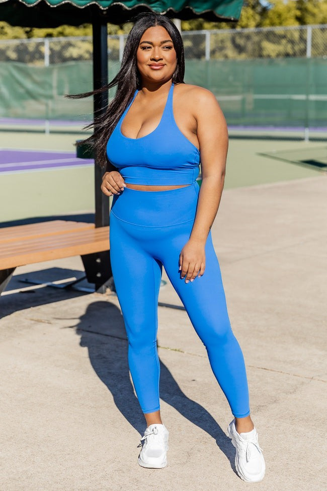 Working On Me Blue Leggings | Pink Lily