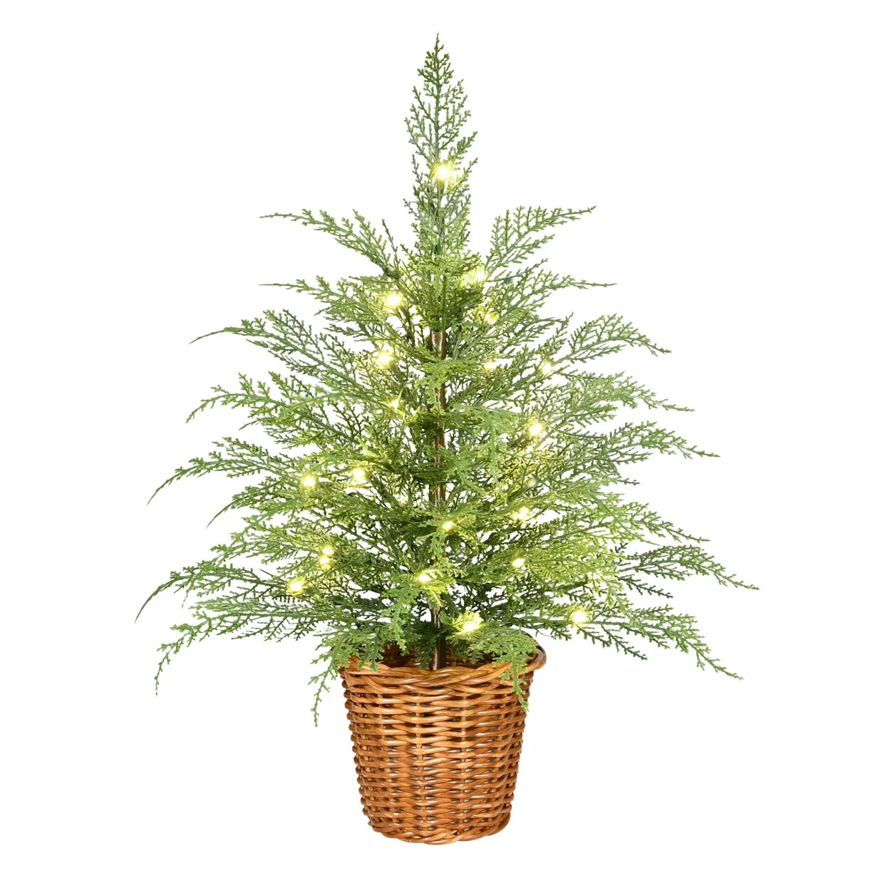 24" Pre-Lit Green Cypress Artificial Christmas Tree with 30 Warm White Twinkle LED Lights, by My_... | Walmart (US)