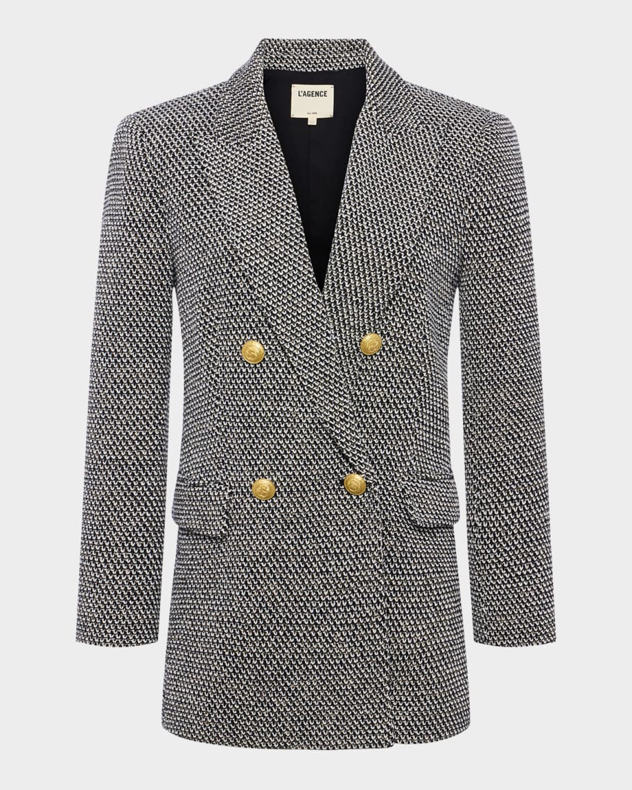 L'Agence Riva Knit Double-Breasted Blazer | Neiman Marcus