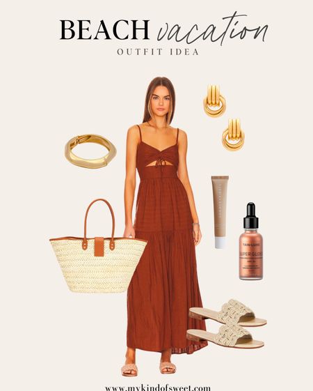 Beach vacation outfit idea // this dress is perfect for a dinner after a long day at the beach! Pair with gold jewelry to dress it up.

#LTKstyletip #LTKtravel #LTKswim
