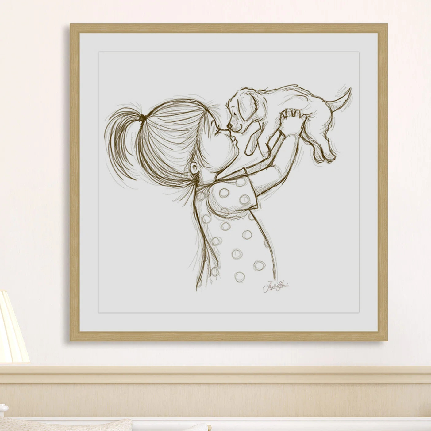 Marmont Hill Girl Loves Puppy Framed Print & Reviews | Wayfair | Wayfair North America