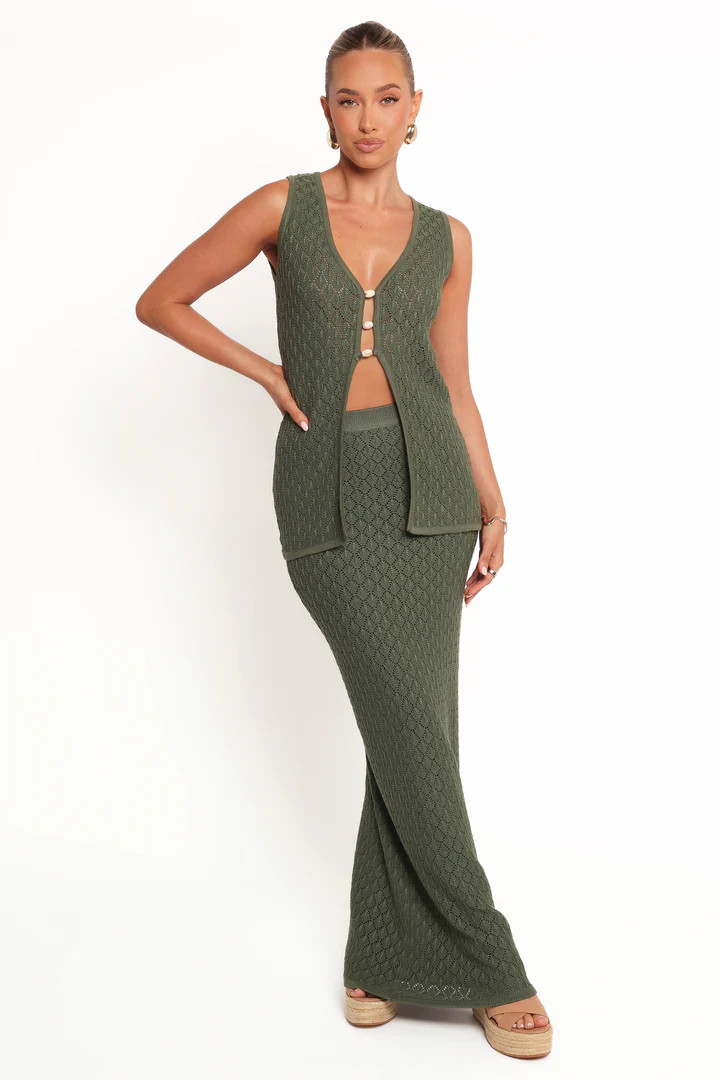 Asplie Knit Maxi Skirt - Olive | Petal & Pup (US)