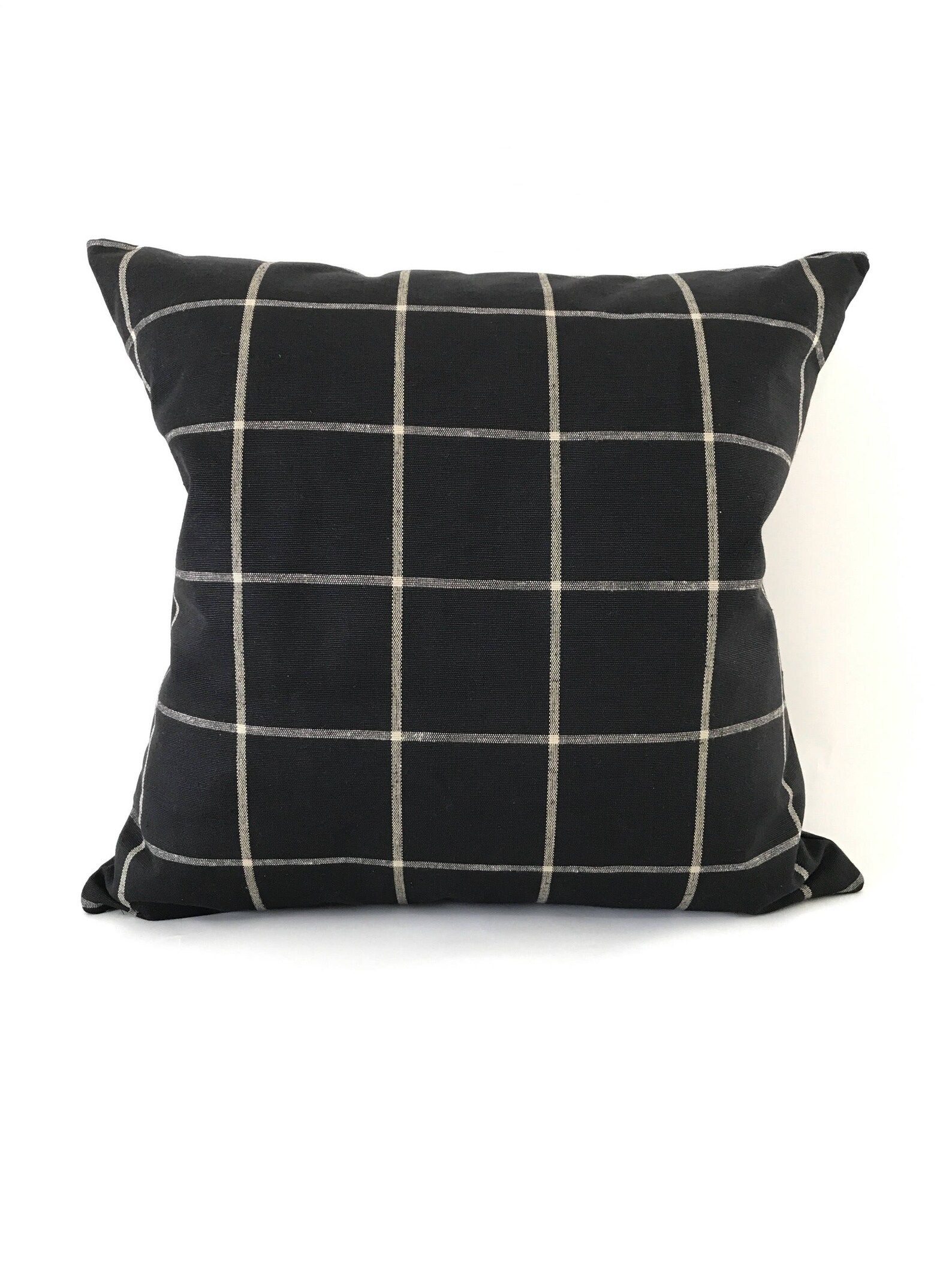 Black Plaid Pillow Cover | Decorative Pillow Cover, Black Pillow Cover, Plaid Pillow Cover, Large... | Etsy (US)