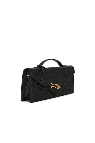 Celeste Woven Textured Envelope Top Handle Bag in Black | Revolve Clothing (Global)