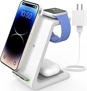 JoyGeek Wireless Charging Station, Wireless Charger Stand, 3 in 1 Charging Station for Apple iPho... | Amazon (US)