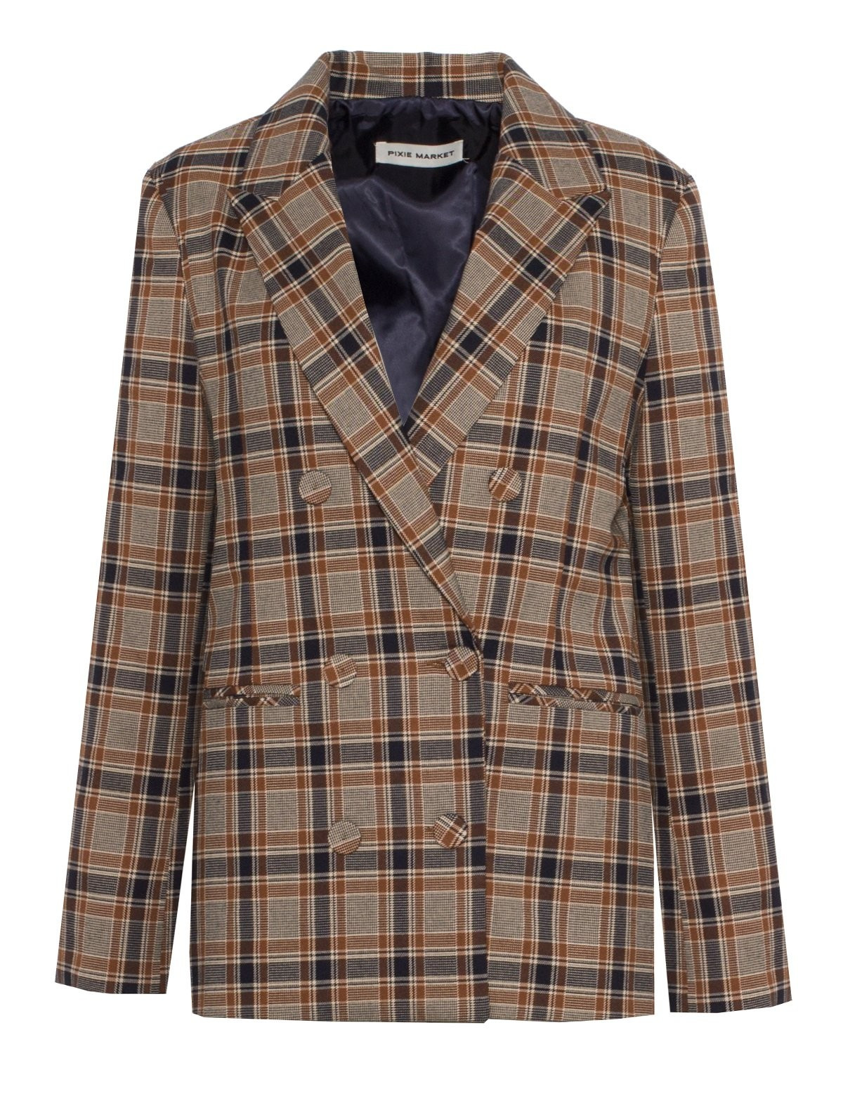 Brown and Black Plaid Blazer | Pixie Market