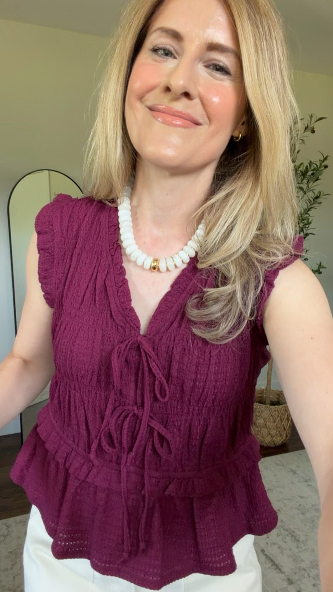 Just a great little $15 dressy casual top thats comfy and cute with bow tie detail and ruching and peplum. I’m in a small, fits tts. #walmartfashion

#LTKOver40