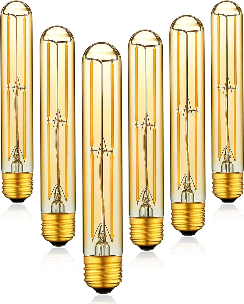 T10 Dimmable LED Tubular Bulb, Amber Long Tube Edison Light Retro Bulb, 6W, 60W Equivalent, Warm ... | Amazon (US)