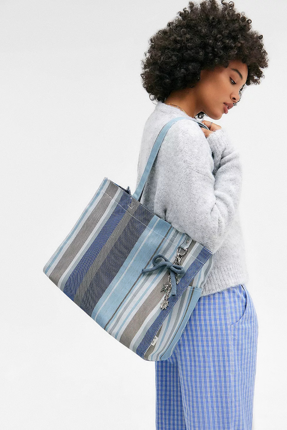 UO Large Stripe Woven Tote Bag | Urban Outfitters UK
