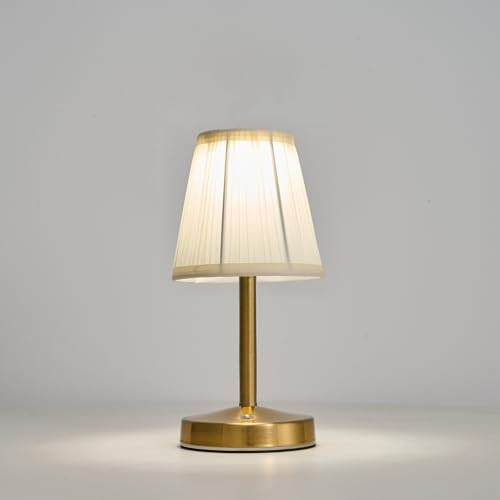 3W LED Small Rechargeable Lamp,2000mah Battery Operated Lamp,Vintage Brass Mini Lamps,2 Level Brightness Small Cordless Lamp,Gold Cordless Small Lamps,Small Lamp for Kitchen Counter(Gold, H 9.8”) | Amazon (US)